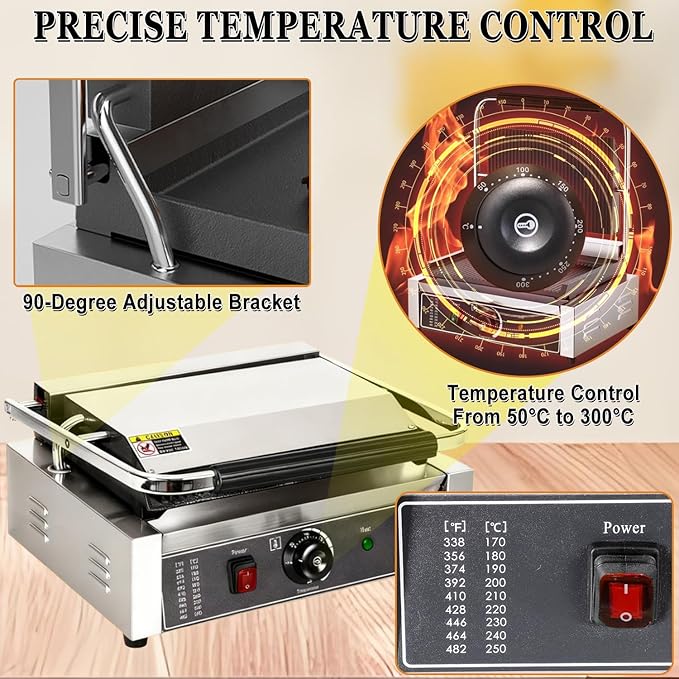 CTJ Commercial Panini Press Stainless Steel Electric Sandwich Maker - 2200W - Image 4