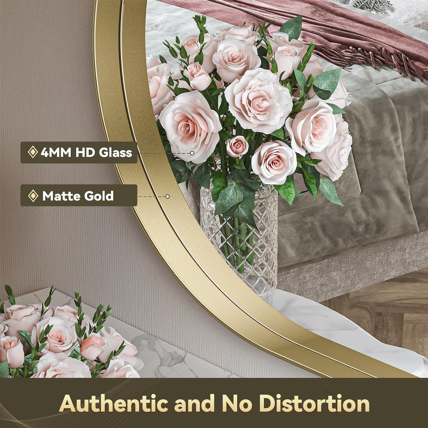 Brightify Gold Oval Mirror 24x40 Inch, Bathroom Vanity Mirrors Gold Metal Framed, Modern Decorative Mirror for Wall Bedroom Living Room Hang Vertical and Horizontal