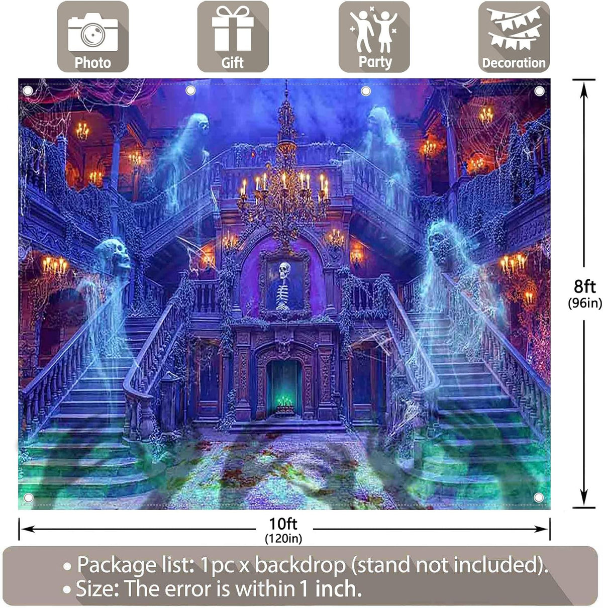 10x8ft Fabric Halloween Spooky Medieval Castle Photography Backdrop