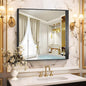 CIRCUMI Black Bathroom Mirror, Brushed Finish, Tempered Glass, Square Mirror by CIRCUMIMirror