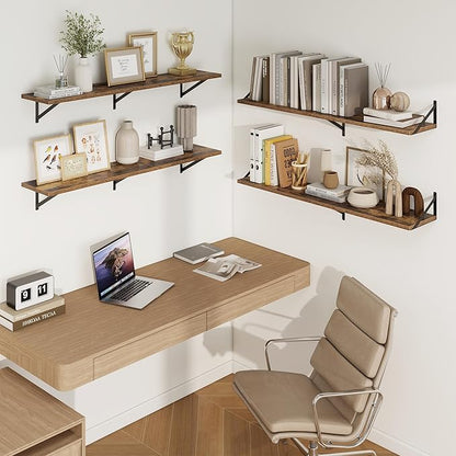 Axeman Deep Floating Shelves | 55 Inch Brown Wall Shelves Set of 2 | 10 Inch - Image 2