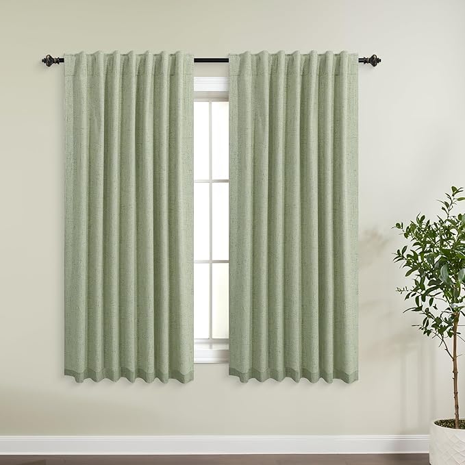 KOUFALL Bathroom Curtains Window, Short Eucalyptus Green Decorative Privacy by KOUFALL