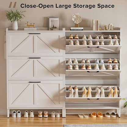 EOYUTLLY Shoe Cabinet Storage for Entryway, Narrow Shoe Rack - Image 4