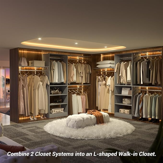 8FT Closet System with Shelves, Wall Mount Bedroom Wardrobe Walk-in Closet - Image 5