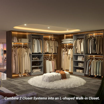 8FT Closet System with Shelves, Wall Mount Bedroom Wardrobe Walk-in Closet - Image 5