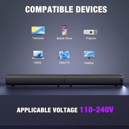 Puriom Sound Bar for Smart TV, 100W Sound Bar - Image 6