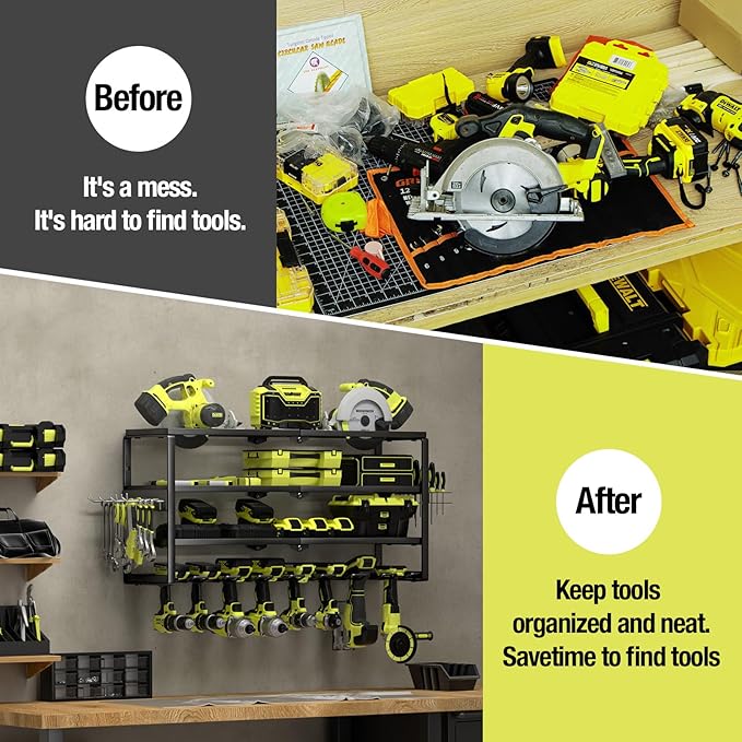 4 Layer Power Tool Organizer Wall Mount, Battery Tools Holder - Image 7
