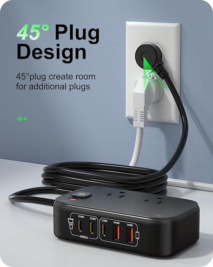 KWRNVO 7-in-1 Power Strip, PD GaN 65W USB C Power Strip - Image 5