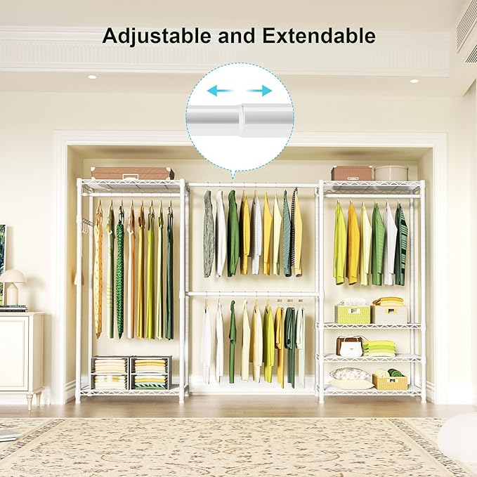 Ulif E1 Heavy Duty Closet Garment Rack, 6 Tiers Adjustable Metal Freestanding - Image 3