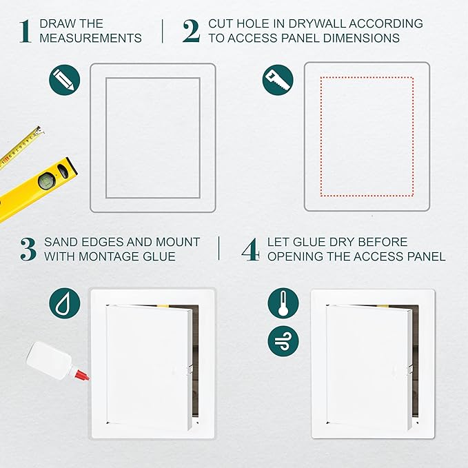 6" x 8" White Metal Access Door. Plumbing, Electricity, Alarm Wall Access Panel - Image 3