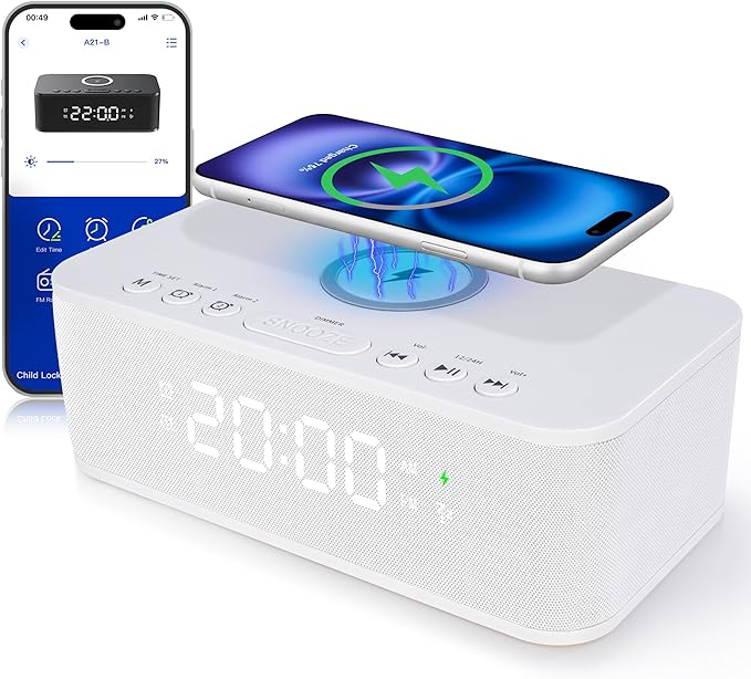 Dual Alarm Clock Radio Bedroom, Digital Alarm Clocks Bedrooms Bluetooth by FansbeDirect