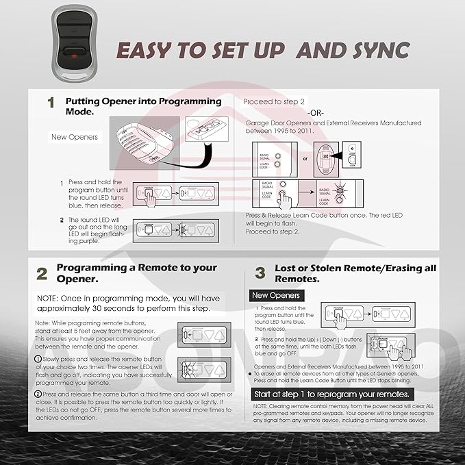 2 for Genie Garage Door Opener Remote G3T-A G3T-R G3T-BX - Image 9