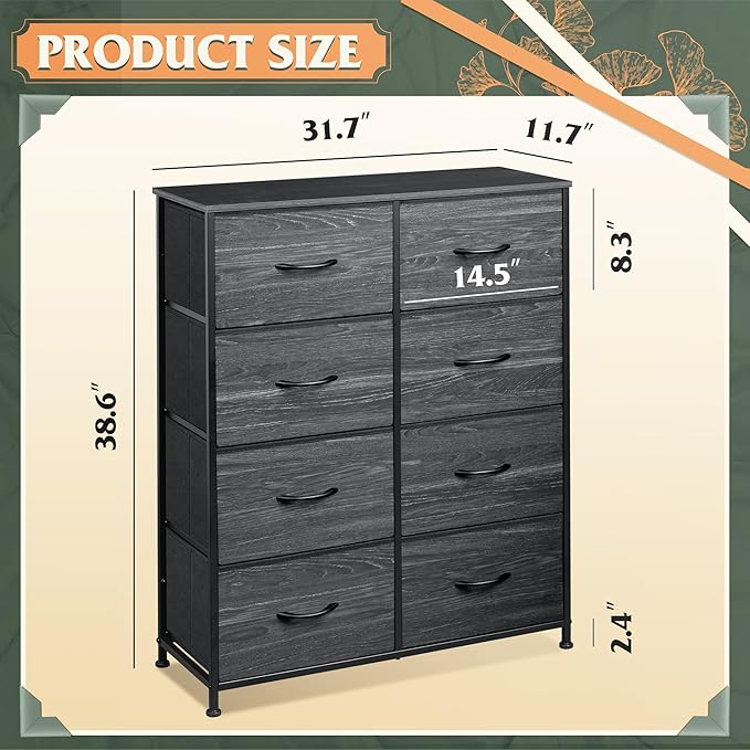 WLIVE Fabric Dresser for Bedroom, Tall Dresser - Image 3