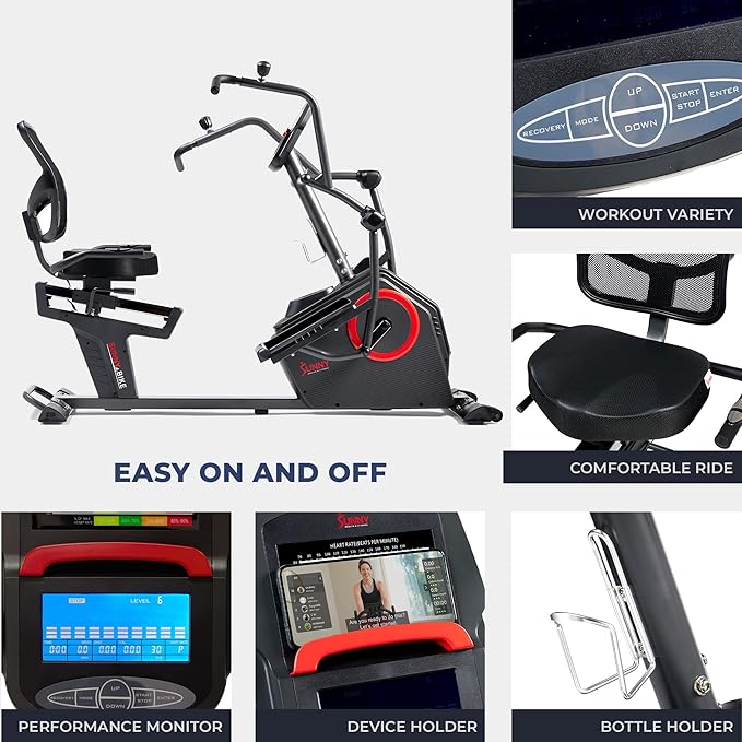 Sunny Health & Fitness Elite Recumbent Cross Trainer & Elliptical Machine - Image 5