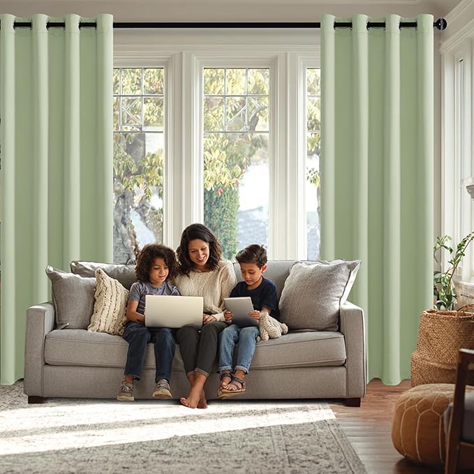 JIUZHEN Light Green Blackout Curtains - Image 3