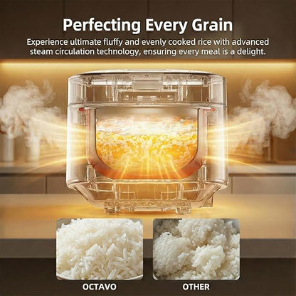 OCTAVO Low Carb Rice Cooker, 5-Cup Uncooked Stainless Steel Inner Pot, Low - Image 2