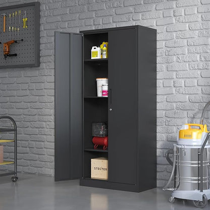 Metal Storage Cabinet with Adjustable Shelves, Garage Tool Cabinet with 2 - Image 2
