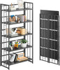 4NM No Assembly 5 Tiers Folding Bookshelf, 59.4" H Foldable Storage Shelves by 4NM
