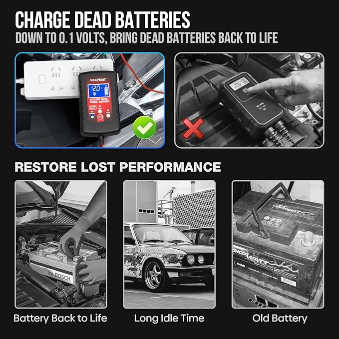 2-Pack Smart Fully Automatic 6V 12V Battery Charger Maintainer - Image 3