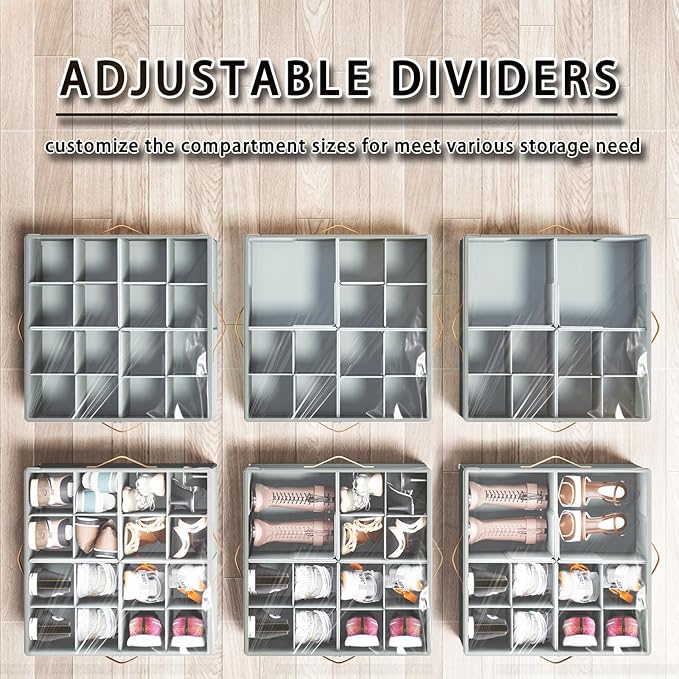 Shoe Organizer for Closet, 2 Pack Foldable Shoe Storage Organizer Box Bin - Image 3