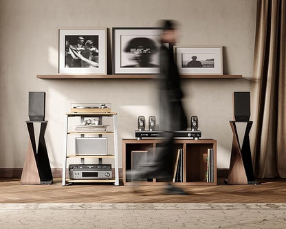 FITUEYES Design 4-Tier AV Media Stand Corner Shelf Stand Wooden Corner Shelves - Image 8