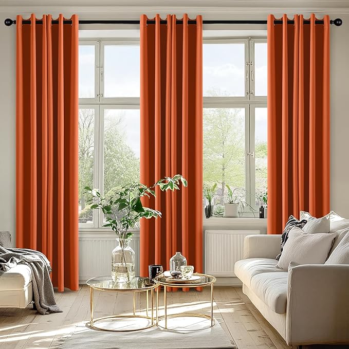 MIULEE Orange Blackout Curtains - Image 6