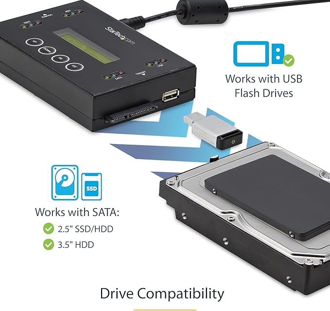 StarTech.com 1:1 Standalone Hard Drive and USB Thumb Drive Duplicator/Eraser - Image 3