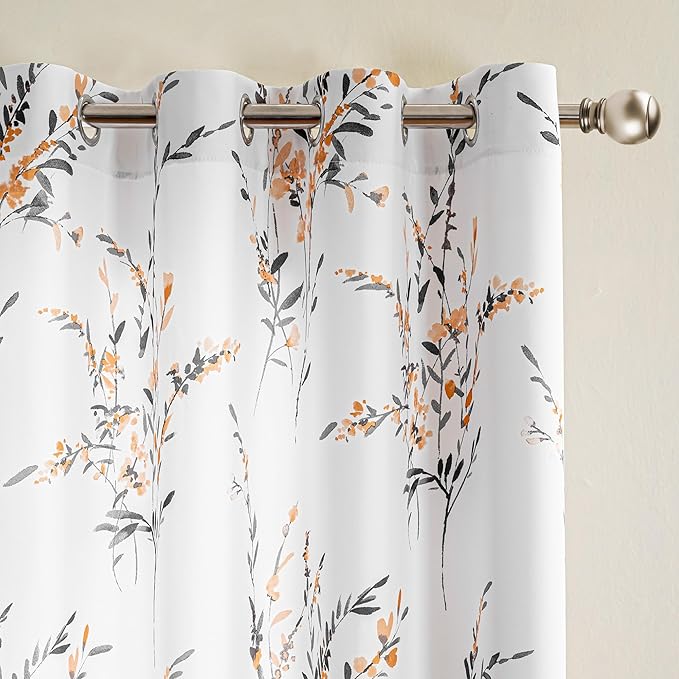 MYSKY HOME Kitchen Curtains Short 45 Inch Length Floral Pattern Decorative - Image 2