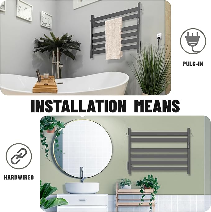 K&KALONZO Towel Warmer for Bathroom, Wall-Mounted 6-Bar Heated Towel Rack - Image 4