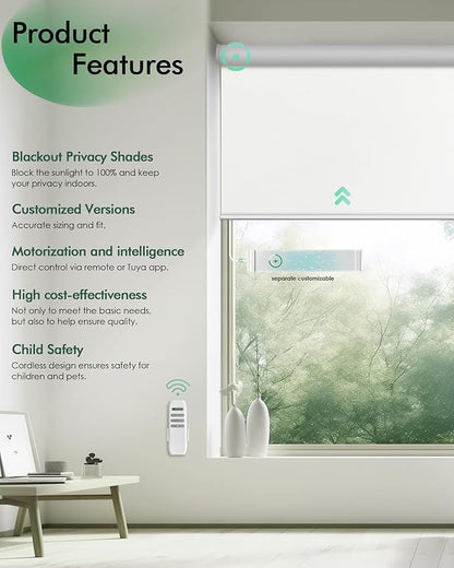Yoolax Motorized Blinds with Remote, Automatic Roller Shades Cordless Electric - Image 2