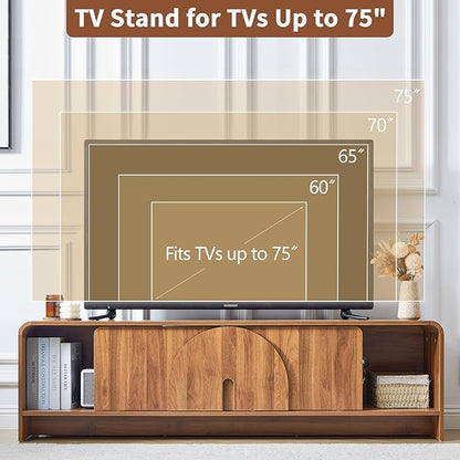 BERRYMERRY 63'' TV Stand for Up to 75" TVs, MCM TV Console Table - Image 4