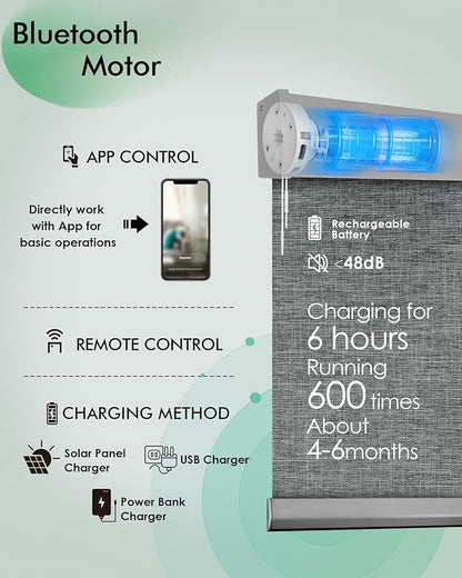 Yoolax Motorized Blinds with Remote, Automatic Roller Shades Cordless Electric - Image 3