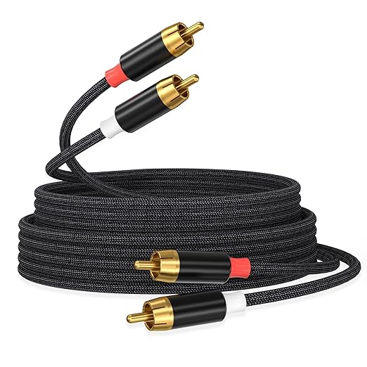AGVEE 4ft RCA Cable, 2 RCA Male Thickened Six Claws Plug Stereo Auxiliary Audio by AGVEE