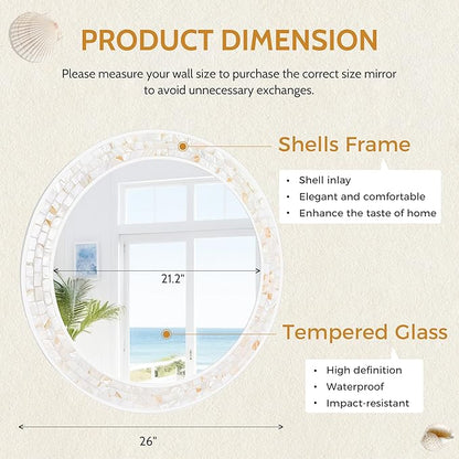 Tanmicoshomy Round Bathroom Mirror 26 Inch, Circle Mirror - Image 4