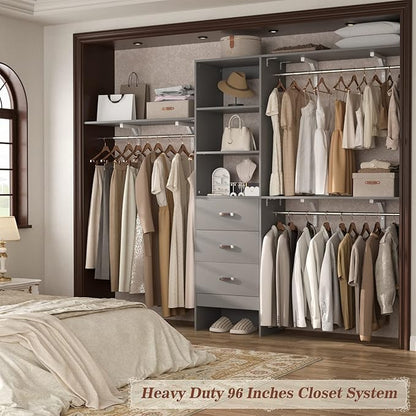 Armocity 96 Inches Closet System, 8FT Walk In Closet Organizer - Image 9