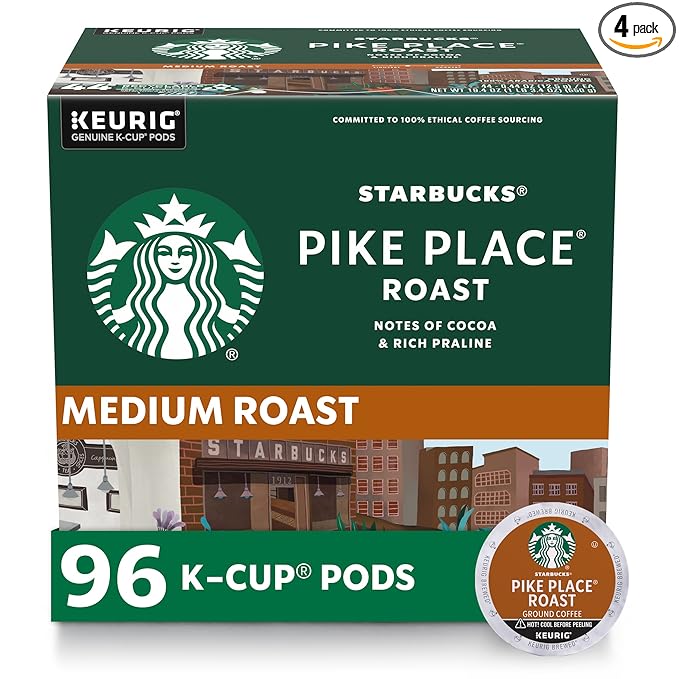 Starbucks K-Cup Coffee Pods, Medium Roast Hot or Iced Coffee, Pike Place Roast by StarbucksbyNespresso