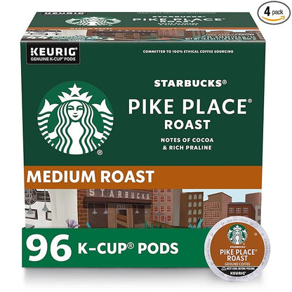 Starbucks K-Cup Coffee Pods, Medium Roast Hot or Iced Coffee, Pike Place Roast by StarbucksbyNespresso