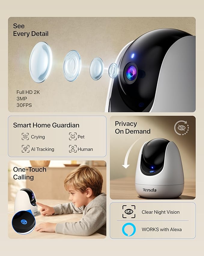 Tenda CP3 Pro 2K Indoor Security Camera - Image 2