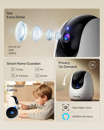 Tenda CP3 Pro 2K Indoor Security Camera - Image 2