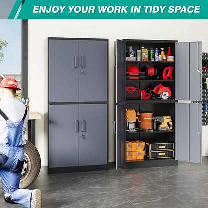 Metal Storage Cabinets with Doors and Shelves, 4 Door Lockable Storage Cabinets - Image 3