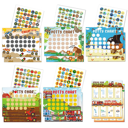 Potty Training Chart for Toddler 17 PCS Self-Care Training Sticker Chart Potty Reward Chart with 351 Stickers Potty Training Sticker Chart