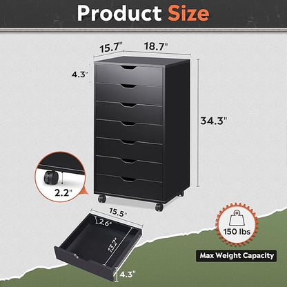 DEVAISE 7-Drawer Chest, Wood Storage Dresser Cabinet - Image 3