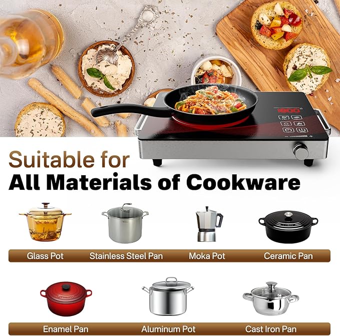 1800W Infrared Hot Plate, Portable Electric Ceramic Cooktop - Image 7