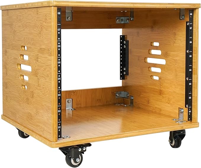 Sound Town DIY 8U Solid Carbonized Bamboo Studio Rack w/ 16" Depth, Ventilation by SOUNDTOWN