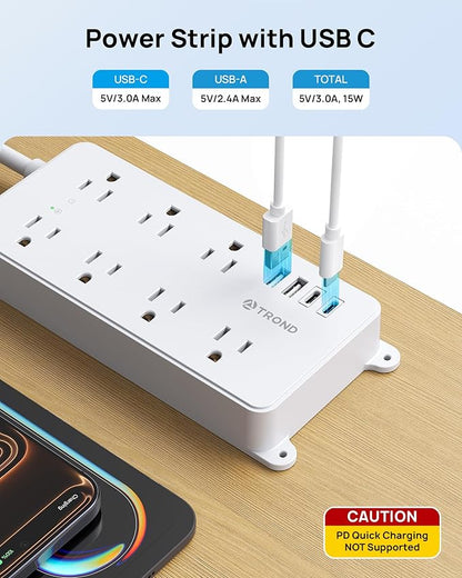 TROND Power Strip Surge Protector, 7 Widely Spaced Outlets - Image 2