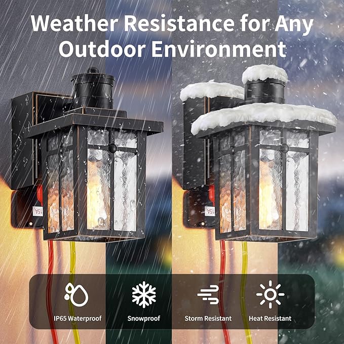 2 pack Porch Lights with GFCI Outlet, Dusk to Dawn Motion Sensor Outdoor Lights - Image 5