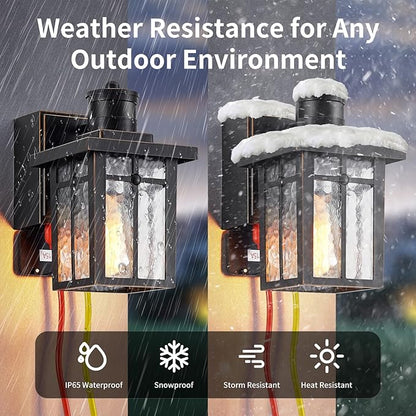 2 pack Porch Lights with GFCI Outlet, Dusk to Dawn Motion Sensor Outdoor Lights - Image 5