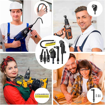17 Pcs Flexible Drill Bit Extension 105 Degree Right Angle Drill Adapter - Image 9