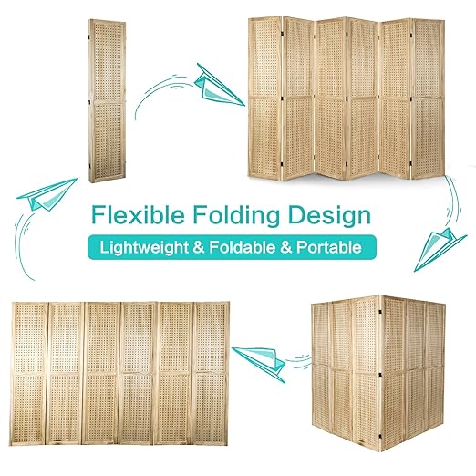 Babion 6 Panel Pegboard Display, Pegboard Room Divider Freestanding Folding - Image 6