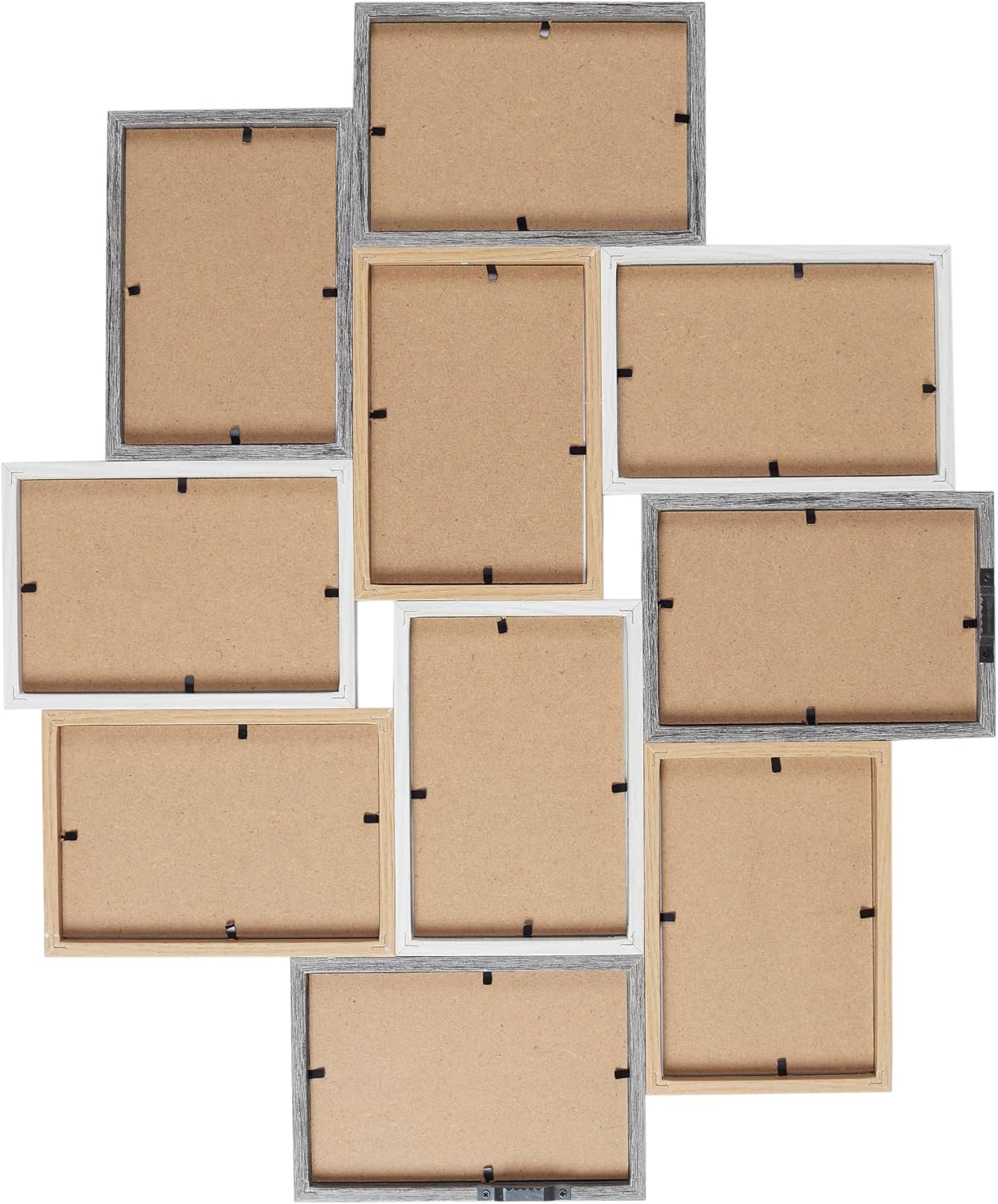 HOME DECO FACTORY - HD4213 – Multi-Photo Frame for 10 Photos Wood and White Souvenir Decoration – Beige Brown